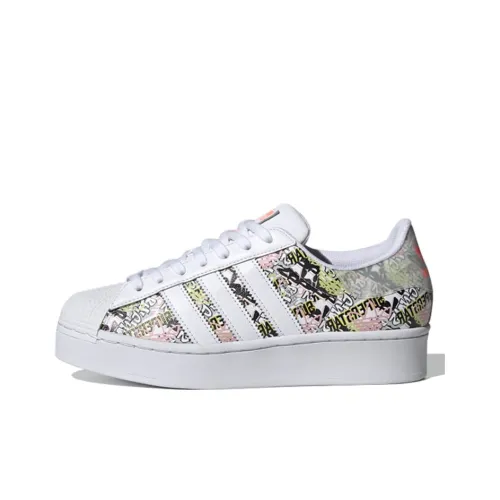 Adidas Originals Superstar Bold Low Топ Скейтборд Кроссовки Женские Белые Граффити