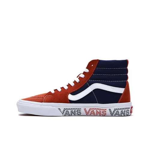 VANS SK8 High Топ Скейтборд Кроссовки Унисекс Оранжевый Синий Пэчворк