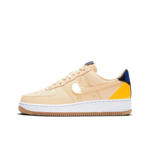 Nike Air FORCE 1 NBA Pack Покрытие Противоскользящий Низкий Топ Скейтбординг Кроссовки Унисекс Кремово-Желтый