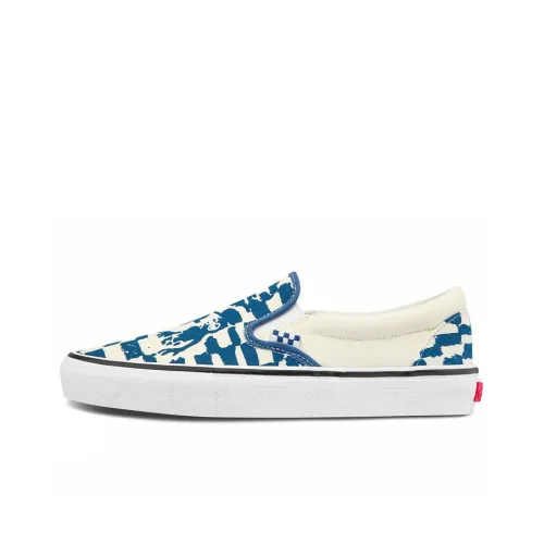 Vans Slip On Series Skate Low Топ Кроссовки для скейтбординга Унисекс Сине-белый