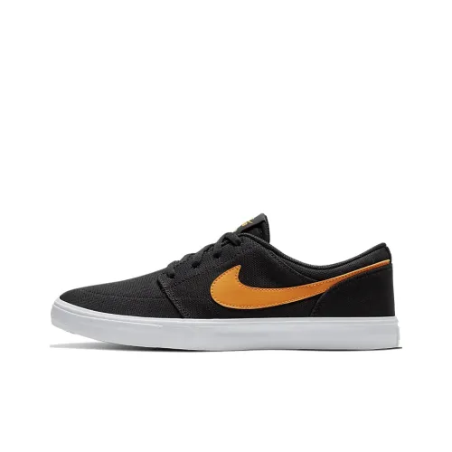 nike SB Portmore II Solar CNVS Легкий Износостойкий и Противоскользящий Низкий Топ Кроссовки для скейтбординга Унисекс Черный Желтый
