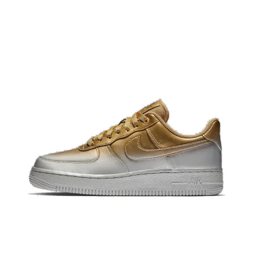 Nike Air FORCE 1 Low Топ Скейтборд Кроссовки Женские Золотые Серебряные