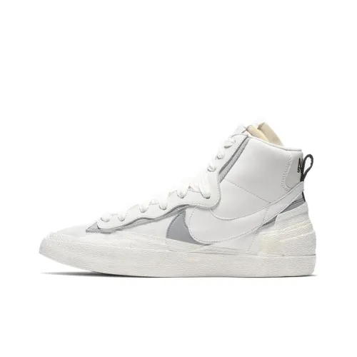 Sacai x Nike Blazer Mid Топ Скейтборд Кроссовки Унисекс Серый Белый