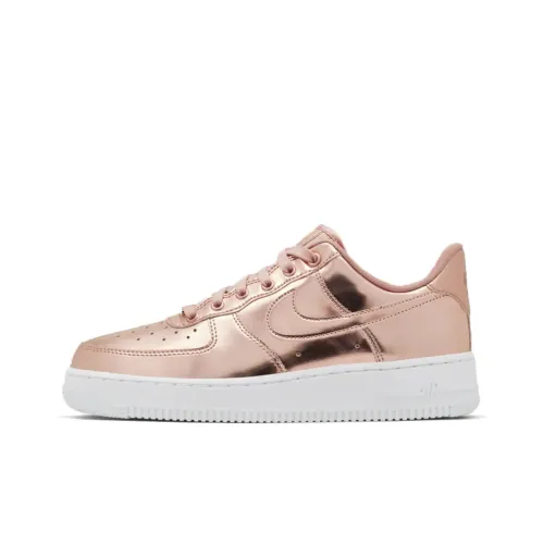 Nike Air Force 1 SP 'Liquid Metal' Жидкость Розово-золотой Амортизация Легкий Низкий Топ Скейтбординг Кроссовки Женские Белый Розовый