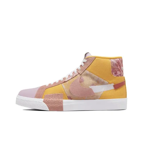 nike Blazer SB ZOOM Премиум 'Пейсли' Легкий и Износостойкий MID Топ Скейтборд Кроссовки Unisex Розовый Желтый