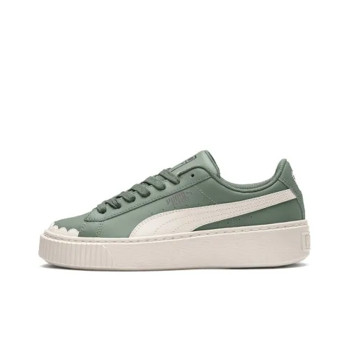 PUMA BASKET PLATFORM Shell Abrasion Resistant Balance Низкий Топ Скейтбординг Кроссовки Женские Зеленый Белый