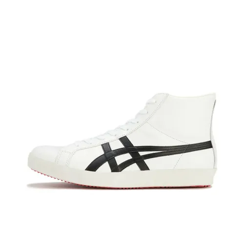 Onitsuka Tiger Fabre NM Износостойкий и Легкий Высокий Топ Скейтборд Кроссовки Унисекс Белый Черный