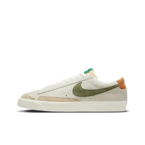 Nike Blazer Low Top Скейтборд Кроссовки Унисекс Бежевый Зеленый