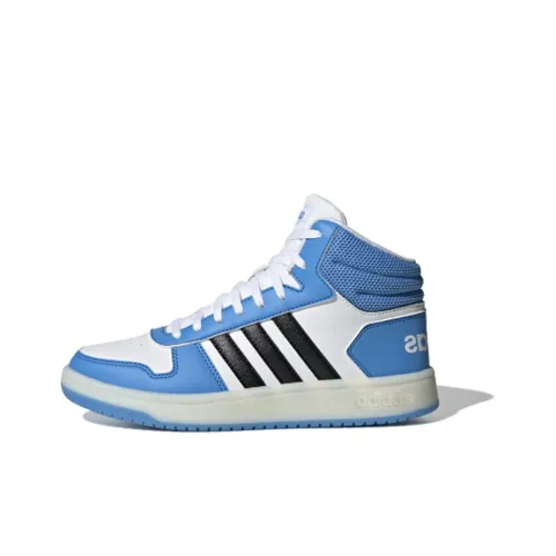 Adidas Neo Hoops 2,0 Slip-Resistant Abrasion-Resistant Легкий MID Скейтбординг Кроссовки Женские Каролина Синий