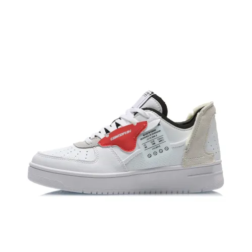 LINING CF DE Сéquencing Устойчивые к истиранию Противоскользящие Низкие Кроссовки для скейтбординга Женские Белые Красные