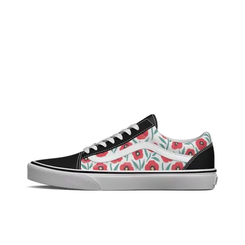 Vans Old Skool Амортизация Устойчивый к истиранию Легкий Низкий Топ Скейтборд Кроссовки Унисекс Белый Черный С принтом