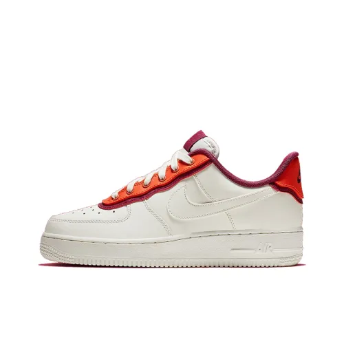 Nike Air FORCE 1 07 AF1 Air Force 1 Low Топ Скейтбординг Кроссовки Женские Бежевый Белый Красный