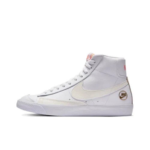 nike Blazer '77 Винтаж Slip Resistant Abrasion Resistant Легкий MID Топ Кроссовки для скейтбординга Женские Белые Апельсиновые