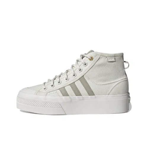 Adidas Originals NIZZA Platform Slip-Resistant Увеличение Высоты MID Скейтбординг Кроссовки Женские Серые