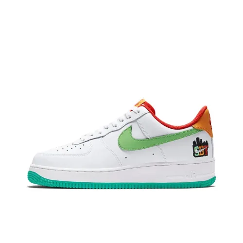 Nike Air FORCE 1 Non Slip Легкий Низкий Топ Скейтбординг Кроссовки Унисекс Белый Зеленый