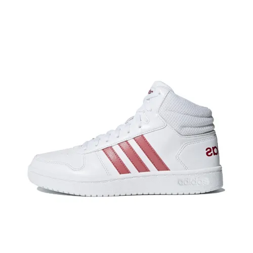 Adidas Neo Hoops 2,0 MID Противоскользящие Устойчивые к истиранию MID Топ Скейтборд Кроссовки Женские Белые Фуксия Красный