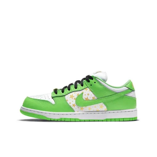 Supreme x Nike Dunk SB 'Mean Green' Low Top Скейтборд Кроссовки Унисекс Белое Золото Зеленый
