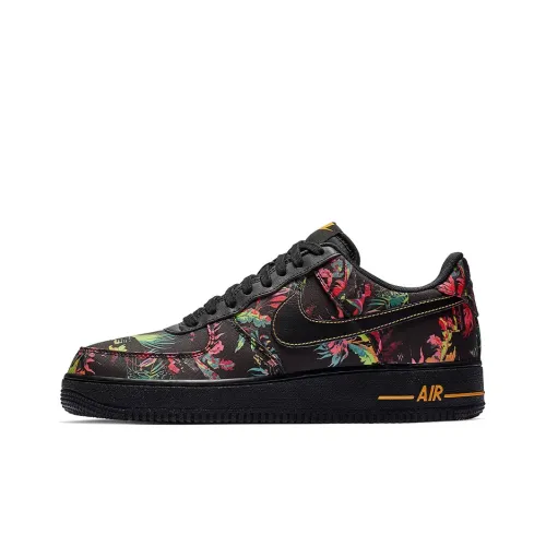 Nike Air Force 1 Черный цветок противоскользящие устойчивые к истиранию дышащие низкие кроссовки для скейтбординга унисекс черный