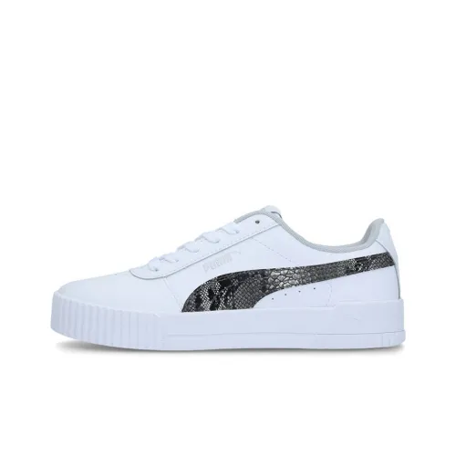 PUMA Carina L Snake FS Low Скейтборд Кроссовки Женские Белые Змеиный Принт