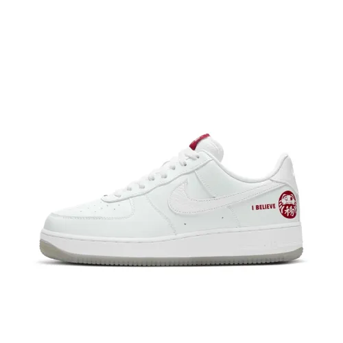 Nike Air FORCE 1 'I BELIEVE Daruma' Низкие Кроссовки для скейтбординга Унисекс Белый Красный