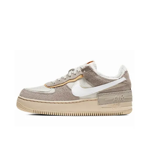 Nike Air FORCE 1 Мех Lined Shadow Покрытие Теплоизоляционный Устойчивый к истиранию Низкий Топ Скейтбординг Кроссовки Женские Тауповый