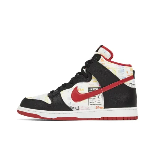 Nike Dunk Lucha Libre Нескользящий Легкий Высокий Топ Скейтборд Кроссовки Мужские Красный Черный Белый