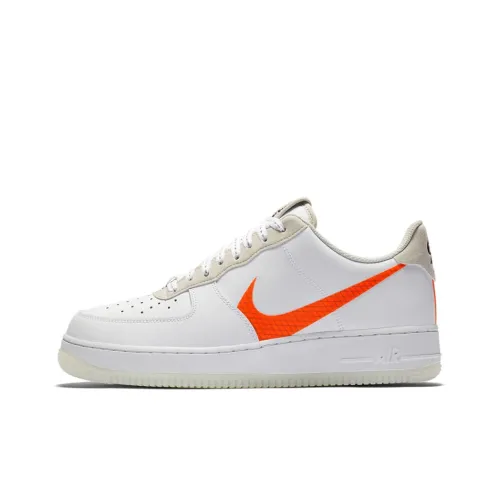 Nike Air FORCE 1 07 LV8 Легкий Покрытие Низкие Кроссовки для скейтбординга Унисекс Белый Оранжевый