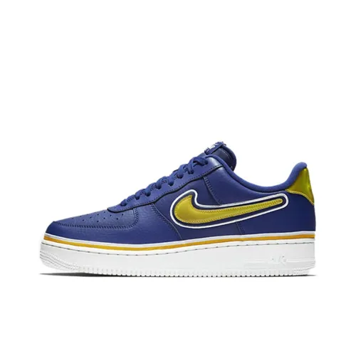 Nike Air FORCE 1 Sport NBA Deep Королевский Университетский Золотой Легкий Покрытие Низкие Скейтбординг Кроссовки Унисекс Синий Желтый