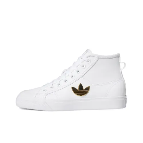 Adidas Originals NIZZA Trefoil High Топ Скейтборд Кроссовки Женские Pearl White
