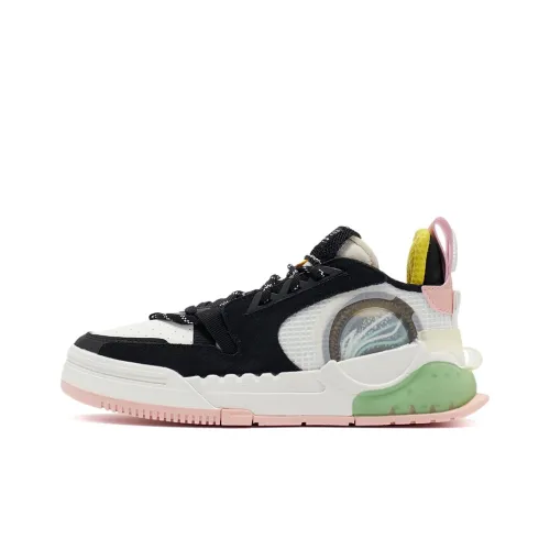 LiNing Enlightenment Slip-resistant Shock Absorbers Низкие Кроссовки для скейтбординга Женские Черный Белый