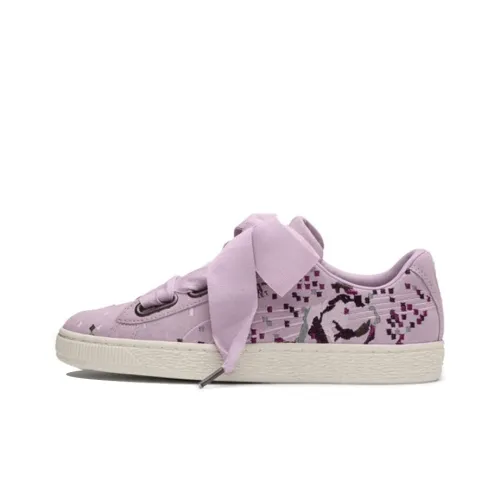 PUMA Suede Heart Digit Embroidery Coating Lightweight Cushioning Low-Top Skateboard Shoes Women's Purple