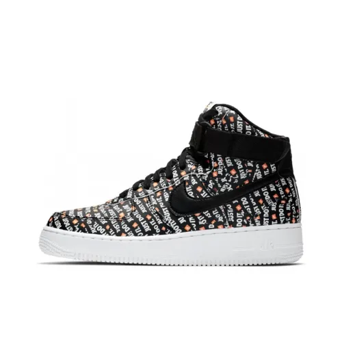 Nike Air Force 1 07 LV8 'Just DO IT' Покрытие Slip-Resistant High Top Скейтбординг Кроссовки Унисекс Черный Белый Оранжевый