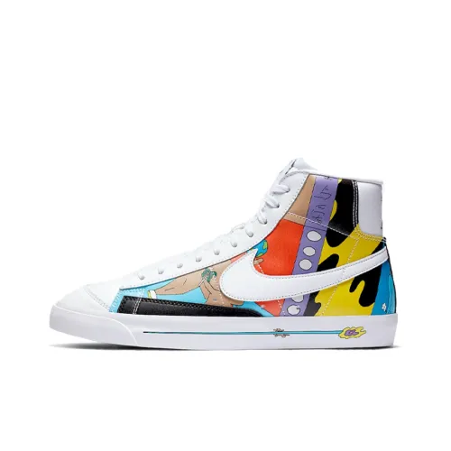 Ruohan Wang x Nike Blazer 77 Flyleather QS Покрытие Slip-Resistant MID Топ Скейтборд Кроссовки Унисекс Белый Многоцветный