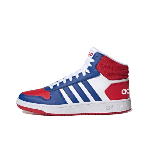 Adidas Neo Hoops 2,0 MID Противоскользящие Устойчивые к истиранию MID Топ Скейтборд Кроссовки Мужские Белый Синий Красный