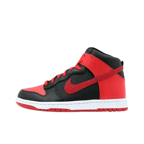 Nike Dunk High Slip-Resistant Abrasion-Resistant High Top Skateboard Shoes Men's Black Red Найк Dunk High противоскользящие устойчивые к истиранию высокие топы кроссовки для скейтбординга мужские черные красные