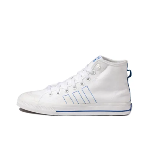 Adidas Originals Nizza Hi Rf Slip-Resistant High Top Скейтборд Кроссовки Унисекс Белый Синий Граффити