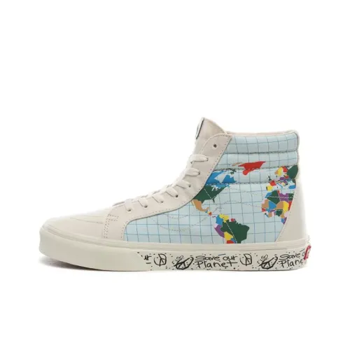 SAVE Our Планета x VANS SK8 Reissue 'SAVE Our Планета' Высокие Кроссовки для скейтбординга Унисекс Синие Белые