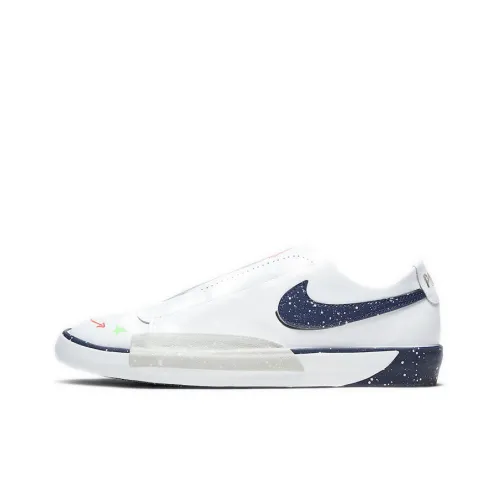 Nike Blazer Slip Синий Void Покрытие Теплоизоляционный Slip-Resistant Низкий Топ Скейтборд Кроссовки Женские Белый Звездная Небесная