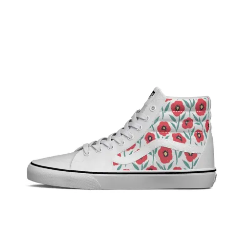 Vans SK8 Flowers Амортизация Устойчивый к истиранию Легкий And Дышащий Высокие Кроссовки для скейтбординга Унисекс Белый