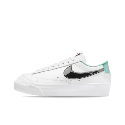 nike Blazer Платформа Противоскользящий Устойчивый к истиранию Низкий Топ Скейтборд Кроссовки Женские Белый Серый
