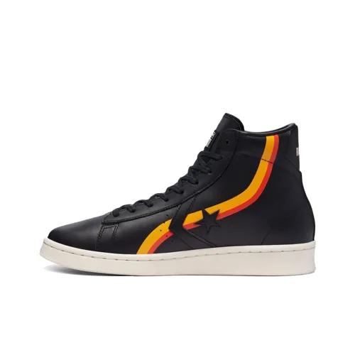 Roswell Rayguns x Конверс Cons Pro Leather Высокие Кроссовки для скейтбординга Унисекс Черный Желтый