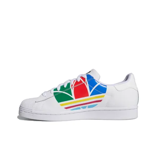 Adidas Originals Superstar Series Low Топ Скейтборд Кроссовки Унисекс Белый Радужный