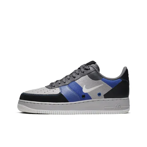 Nike Air FORCE 1 Non Slip Легкий Низкий Топ Скейтбординг Кроссовки Унисекс Синий Черный Серый