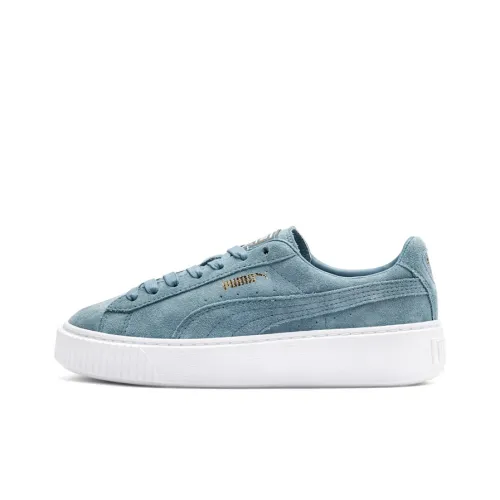PUMA Suede Series Платформа Низкие Кроссовки для скейтбординга Женские Синие