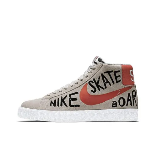 Nike Blazer 'GEOFF MCFETRIDGE' Нескользящий Легкий MID Скейтборд Кроссовки Мужские Серый Коричневый Красный