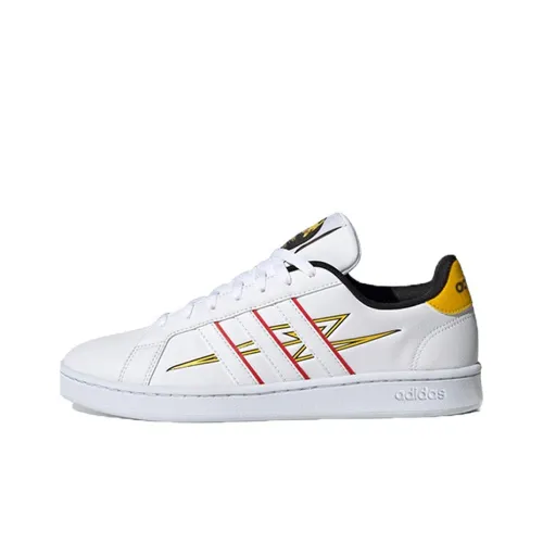 Pokémon x Adidas Neo GRAND COURT Slip Resistant Abrasion Resistant Low Top Скейтборд Кроссовки Unisex Белый Желтый
