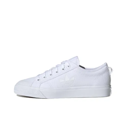 Adidas Originals Nizza Trefoil Slip-resistant Abrasion-resistant Low Top Skateboard Shoes Women's Pure White
