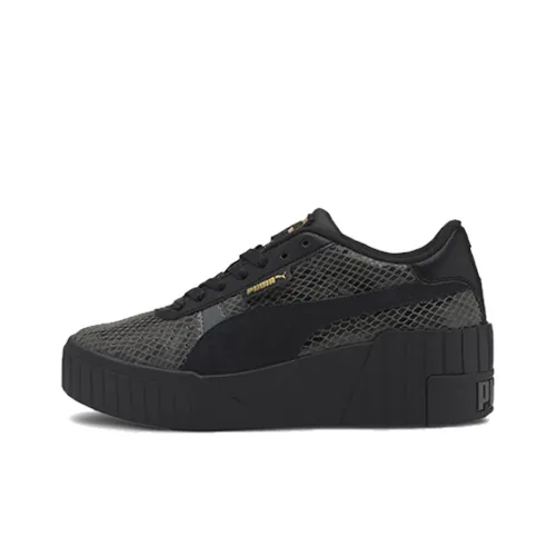 PUMA Cali Series Wedge Snake Low Top Скейтборд Кроссовки Женские Черный Змеиный Принт