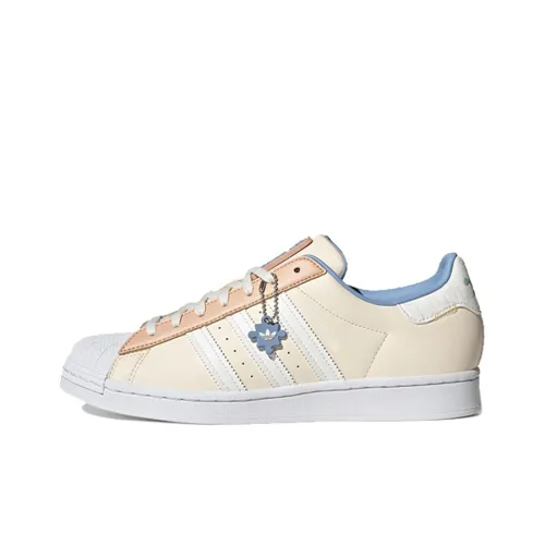 Adidas Originals SUPERSTAR Устойчивые к истиранию низкие скейтбордические кроссовки унисекс белые оранжевые синие