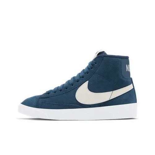 Nike Blazer Vintage Suede Slip Lightweight MID Skateboarding Top Shoes Women's Blue White
